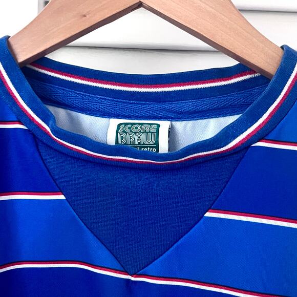 Chelsea FC Score Draw Official Retro Blue Striped CFC Soccer Jersey Men’s Large - Picture 4 of 7